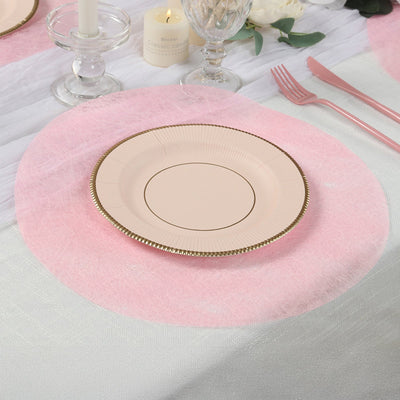 50 Pack Disposable Pink Placemats 13’’ Non-Woven Mesh Fiber Round Table Mats for Dining & Events - Placemat