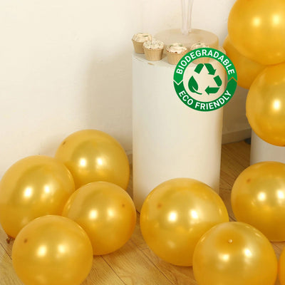 50 Pack Gold Biodegradable Balloons 12’’ Thickened Extra Strong Eco-friendly Latex Helium Party Balloons - Decorations