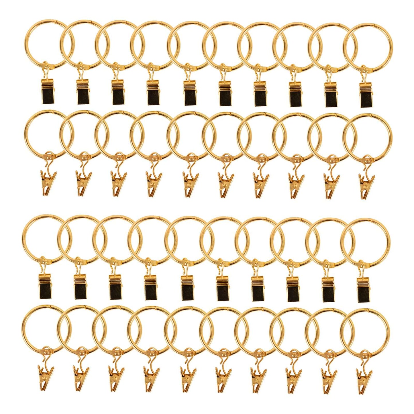 50 Pack Gold Metal Openable Curtain Clip Rings, Heavy Duty Rustproof Drapery Backdrop Clip Hangers - 1.5"