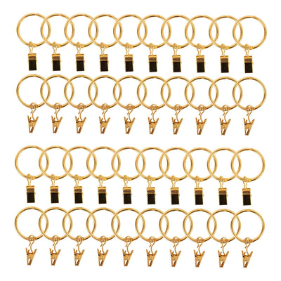 50 Pack Gold Metal Openable Curtain Clip Rings, Heavy Duty Rustproof Drapery Backdrop Clip Hangers - 1.5"