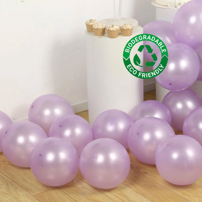 50 Pack Lavender Lilac Biodegradable Balloons 12’’ Thickened Extra Strong Eco-friendly Latex Helium Party Balloons