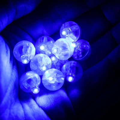 50-Pack LED Mini Balloon Lights Round Light Blue - Waterproof Battery Operated Balls 0.5’’ - LED