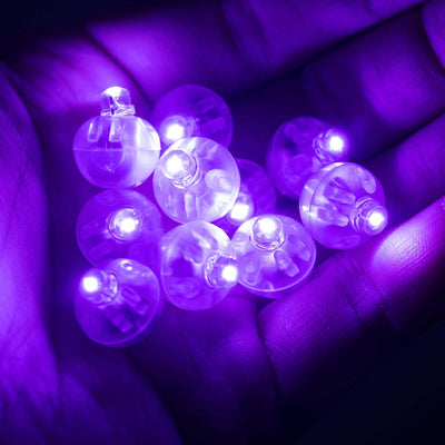 50-Pack LED Mini Balloon Lights Round Purple - Waterproof Battery Operated Balls 0.5’’ - LED