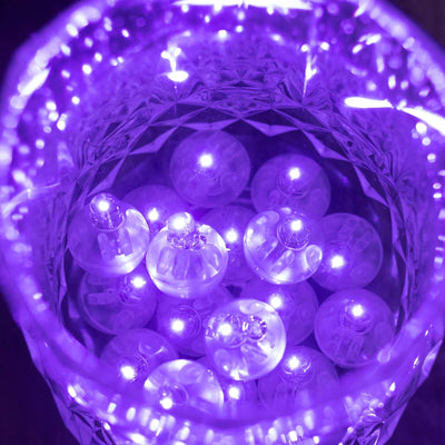 50-Pack LED Mini Balloon Lights Round Purple - Waterproof Battery Operated Balls 0.5’’ - LED