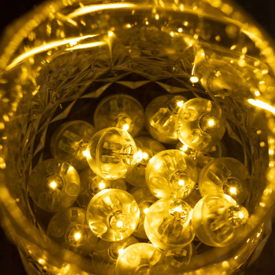 50-Pack LED Mini Balloon Lights Round Warm White - Waterproof Battery Operated Balls 0.5’’ - LED