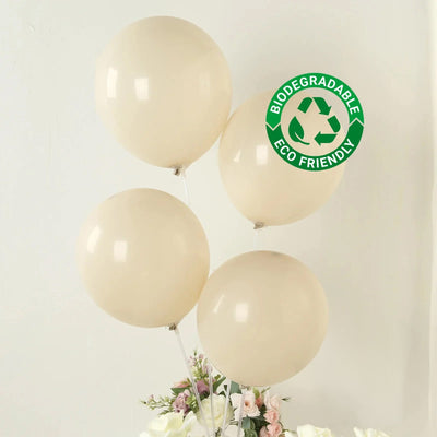 50 Pack Matte Pastel Beige Biodegradable Balloons 12’’ Round Eco-friendly Thick Latex Party Balloons - Decorations