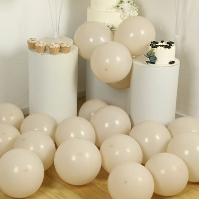 50 Pack Matte Pastel Beige Biodegradable Balloons 12’’ Round Eco-friendly Thick Latex Party Balloons - Decorations
