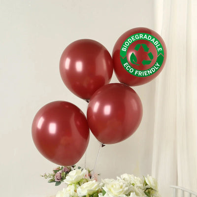 50 Pack Matte Pastel Burgundy Biodegradable Balloons 12’’ Round Eco-friendly Thick Latex Party Balloons - Decorations
