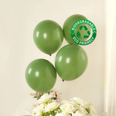 50 Pack Matte Pastel Dusty Sage Green Biodegradable Balloons 12’’ Round Eco-friendly Thick Latex Party Balloons