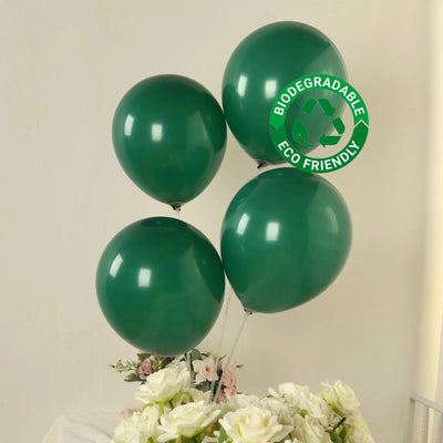 50 Pack Matte Pastel Hunter Emerald Green Biodegradable Balloons 12’’ Round Eco-friendly Thick Latex Party Balloons