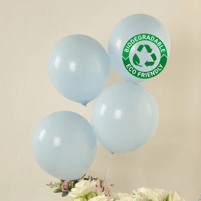 50 Pack Matte Pastel Ice Blue Biodegradable Balloons 12’’ Round Eco-friendly Thick Latex Party Balloons - Decorations