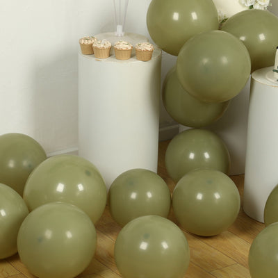 50 Pack Matte Pastel Olive Green Biodegradable Balloons 12’’ Round Eco-friendly Thick Latex Party Balloons - Decorations