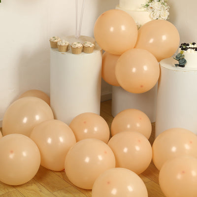 50 Pack Matte Pastel Peach Biodegradable Balloons 12’’ Round Eco-friendly Thick Latex Party Balloons - Decorations