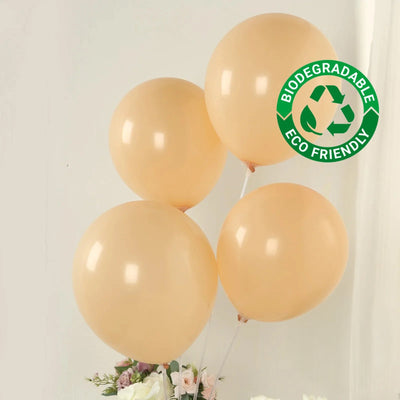 50 Pack Matte Pastel Peach Biodegradable Balloons 12’’ Round Eco-friendly Thick Latex Party Balloons - Decorations