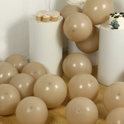 50 Pack Matte Pastel Taupe Biodegradable Balloons 12’’ Round Eco-friendly Thick Latex Party Balloons - Decorations