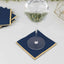 50-Pack Paper Beverage Napkins Navy Blue with Gold Foil Edge - 2 Ply Disposable Soft 18GSM Cocktail Napkins 5"x5"
