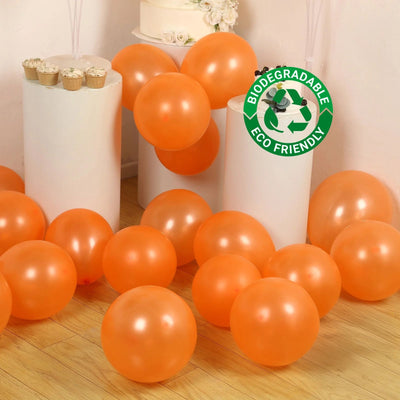 50 Pack Orange Biodegradable Balloons 12’’ Thickened Extra Strong Eco-friendly Latex Helium Party Balloons - Decorations