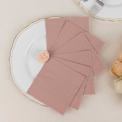 50-Pack Paper Beverage Napkins Dusty Rose - 2 Ply Disposable Soft 18GSM Cocktail Napkins 5’’x5’’ - Napkins