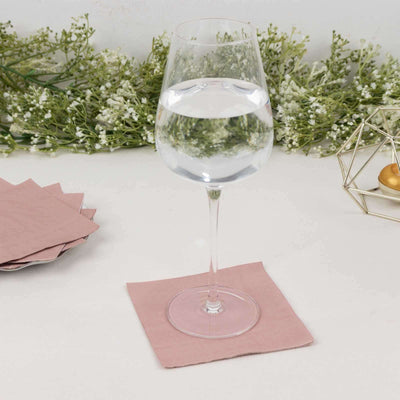 50-Pack Paper Beverage Napkins Dusty Rose - 2 Ply Disposable Soft 18GSM Cocktail Napkins 5’’x5’’ - Napkins