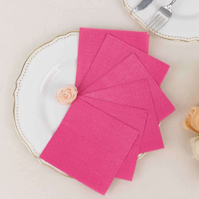 50-Pack Paper Beverage Napkins Fuchsia - 2 Ply Disposable Soft 18GSM Cocktail Napkins 5’’x5’’ - Napkins