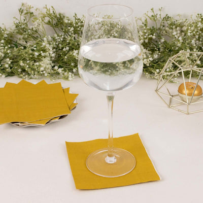 50-Pack Paper Beverage Napkins Gold - 2 Ply Disposable Soft 18GSM Cocktail Napkins for Events 5’’x5’’ - Napkins