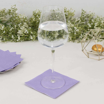 50-Pack Paper Beverage Napkins Lavender Lilac - 2 Ply Disposable Soft 18GSM Cocktail Napkins 5’’x5’’ - Napkins