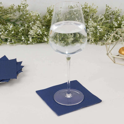 50-Pack Paper Beverage Napkins Navy Blue - 2 Ply Disposable Soft 18GSM Cocktail Napkins 5’’x5’’ - Napkins