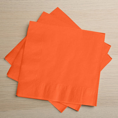 50-Pack Paper Beverage Napkins Orange - 2 Ply Disposable Soft 18GSM Cocktail Napkins 5’’x5’’ - Napkins