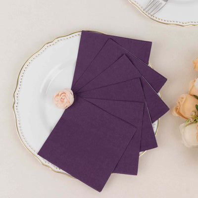 50-Pack Paper Beverage Napkins Purple - 2 Ply Disposable Soft 18GSM Cocktail Napkins 5’’x5’’ - Napkins
