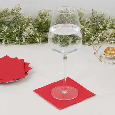 50-Pack Paper Beverage Napkins Red - 2 Ply Disposable Soft 18GSM Cocktail Napkins 5’’x5’’ - Napkins
