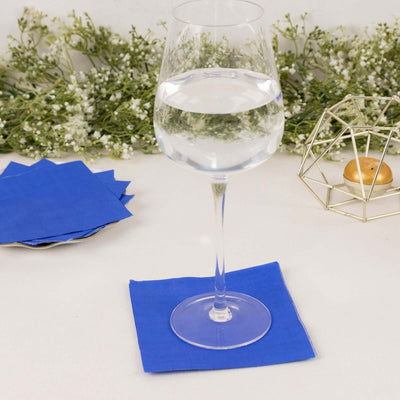 50-Pack Paper Beverage Napkins Royal Blue - 2 Ply Disposable Soft 18GSM Cocktail Napkins 5’’x5’’ - Napkins