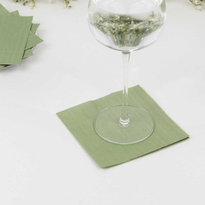 50-Pack Paper Beverage Napkins Sage Green - 2 Ply Disposable Soft 18GSM Cocktail Napkins 5’’x5’’ - Napkins