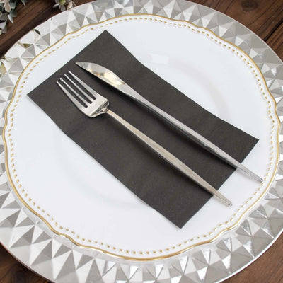50-Pack Paper Napkins Black - Soft Disposable 2-Ply Dinner Napkins for Weddings - Napkins