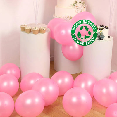 50 Pack Pink Biodegradable Balloons 12’’ Thickened Extra Strong Eco-friendly Latex Helium Party Balloons - Decorations