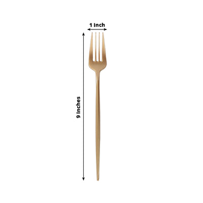 50-Pack Plastic Forks Gold - Premium Disposable Heavy Duty Sleek Dinner Flatware - Disposables