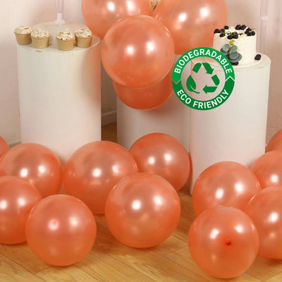 50 Pack Rose Gold Biodegradable Balloons 12’’ Thickened Extra Strong Eco-friendly Latex Helium Party Balloons