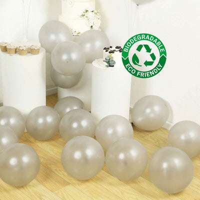 50 Pack Silver Biodegradable Balloons 12’’ Thickened Extra Strong Eco-friendly Latex Helium Party Balloons - Decorations