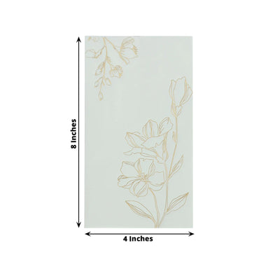 50 Pack White 2-Ply Paper Party Napkins with Gold Lilly Flowers Print Highly Absorbent Soft Disposable Dinner Napkins