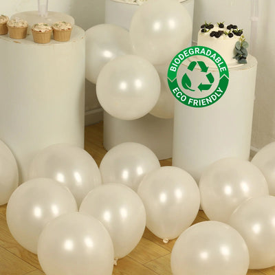50 Pack White Biodegradable Balloons 12’’ Thickened Extra Strong Eco-friendly Latex Helium Party Balloons - Decorations