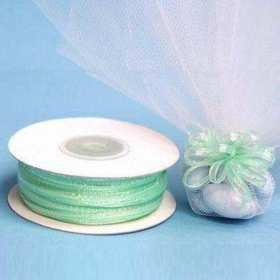 50 Yards 1/8" Mint Organza Pull String Bows Ribbon - Clearance SALE