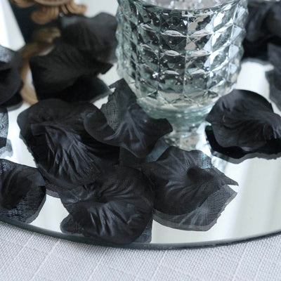500-Pack Rose Petals Round Design Black Silk Confetti - Decorative Scatters for Tables and Floors - Silk Flowers