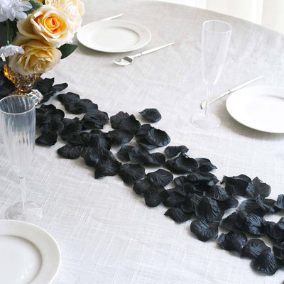500-Pack Rose Petals Round Design Black Silk Confetti - Decorative Scatters for Tables and Floors - Silk Flowers