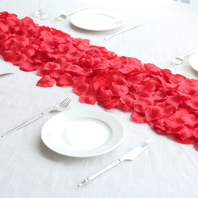 500-Pack Rose Petals Round Design Red Silk Confetti - Decorative Scatters for Tables and Floors - Silk Flowers