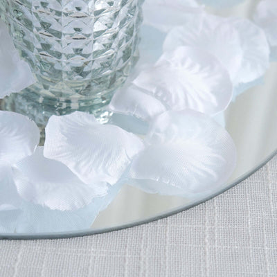 500-Pack Rose Petals Round Design White Silk Confetti - Decorative Scatters for Tables and Floors - Silk Flowers