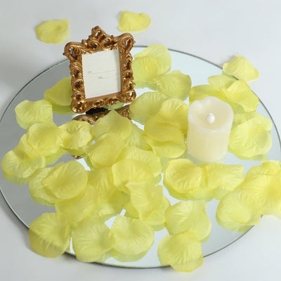 500-Pack Rose Petals Round Design Yellow Silk Confetti - Decorative Scatters for Tables and Floors - Silk Flowers