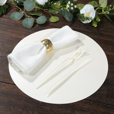 50 Pack 13" Round Disposable Paper Placemats â€“ Pearl White Cardboard Dining Table Mats, 120 GSM