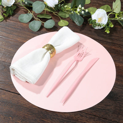 50 Pack 13" Round Disposable Paper Placemats â€“ Pink Cardboard Dining Table Mats, 120 GSM