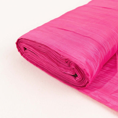 54’’x10 Yards Fuchsia Accordion Crinkle Taffeta Fabric Bolt - Fabrics