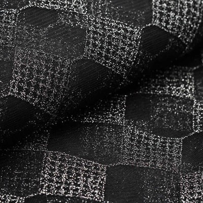 54"x4 Yards Black Silver Buffalo Plaid Polyester Fabric Roll, Checkered Netting DIY Craft Fabric Bolt