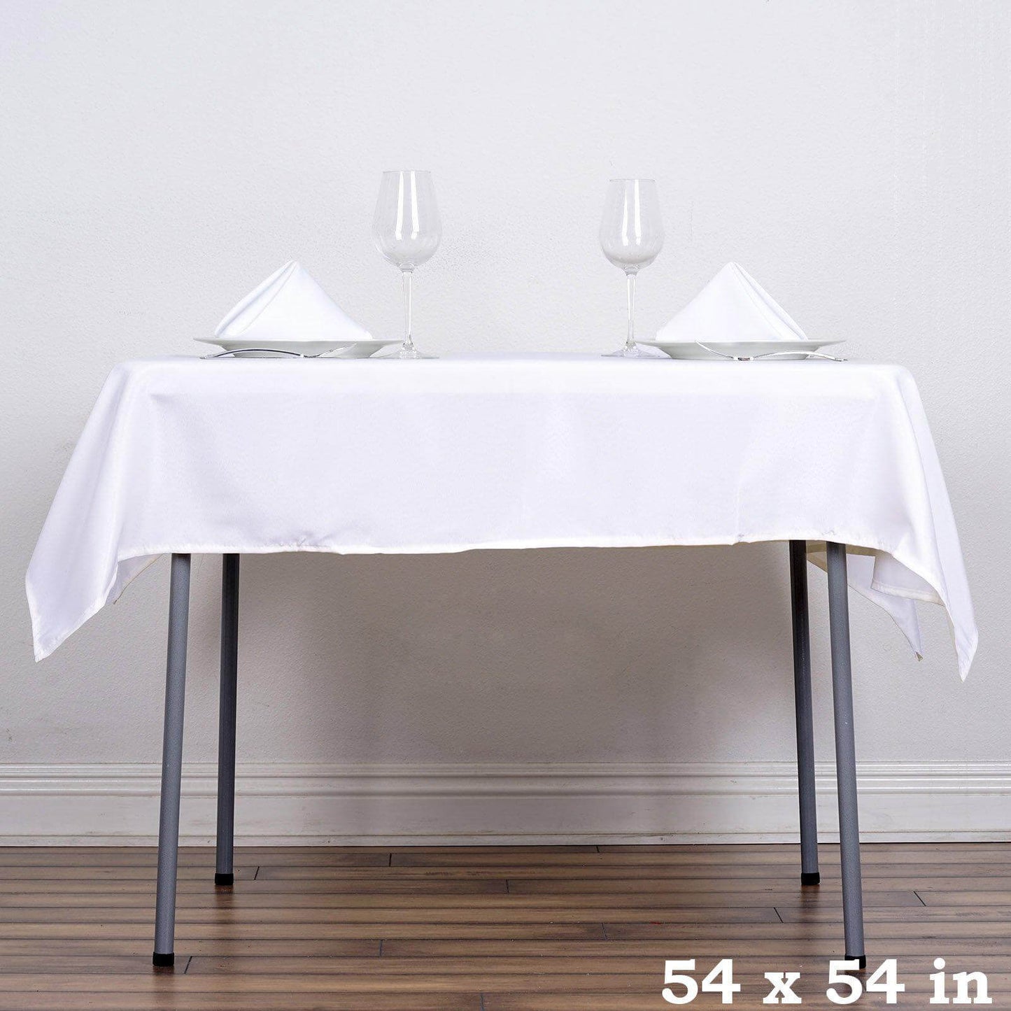 Polyester 54"x54" Table Overlay Square Tablecloth White - Wrinkle-Resistant & Durable Table Cover for Events